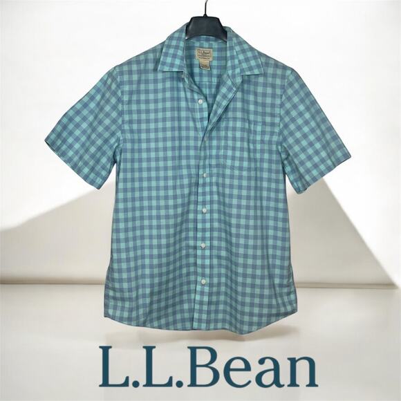 L.L. Bean Men Traditional Fit Short Sleeve Plaid Button Up NWOT Size M Medium - Picture 1 of 7